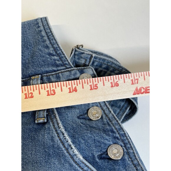 7 FOR ALL MANKIND  Light Wash Denim Overall Raw Hem  Dress. Womens Sz‎ Med - Picture 7 of 8